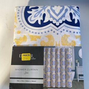 Studio Decor Blue and Yellow Patterned Shower Curtain